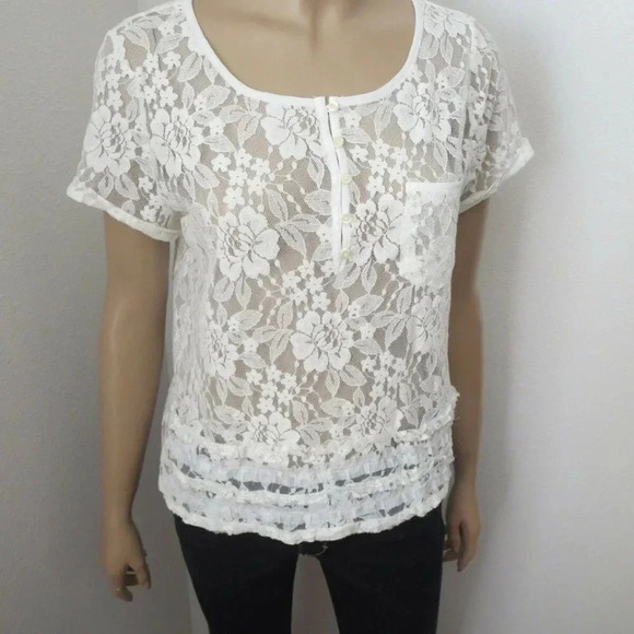 NEW Hollister Sheer Boho Lace Top Size Medium - Picture 5 of 6